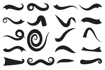 Typographic, calligraphic swash and swooshes tails collection. Athletic typography text underlining swooshes tails vector set. Vector illustration.

