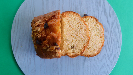 Honey and date bar cake cut into slices. 