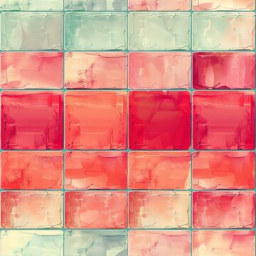 watercolor Gradient effect in a grid pattern with pastel hues transitioning from light pink to mint green, subtle and gradient, seamless repeating pattern, minimal pattern,, seamless repeating pattee
