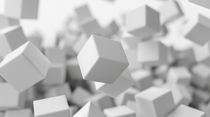 Obraz premium cubes floating seperately, white color, matte surface, studio lightning, white background