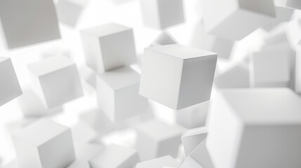Obraz premium cubes floating seperately, white color, matte surface, studio lightning, white background