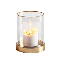 burning candle in glass isolated on a White Background