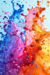 Abstract Colorful Liquid Splash With Blue, Pink, Red, and Orange Hues