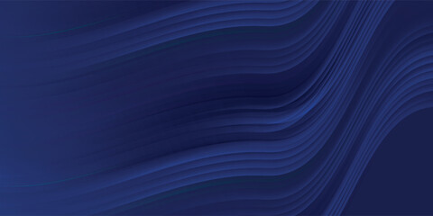 Dark blue paper waves abstract banner design. Elegant wavy vector background