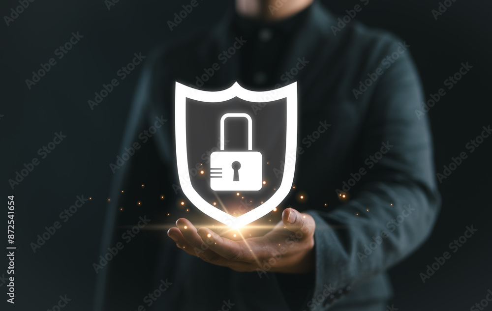 Aufkleber Concept of cyber security, information security and encryption, secure access to user's personal information, secure Internet access, cybersecurity.
