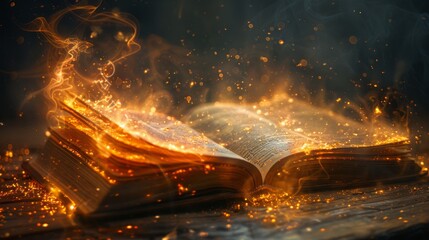 Magic Book with Glowing Pages - Generative AI