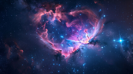 Obraz premium Heart-shaped bubbles in a galaxy with colorful colors