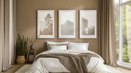 Fototapeta premium Bedroom interior with bed