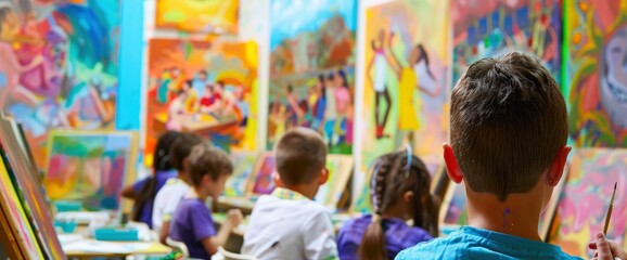 An Art Painting Class Filled With Vibrant Colors, Engaging Mentally Disabled Students,High Resolution, Ultra HD