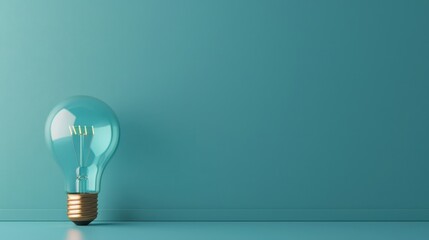 Simple and modern image of a light bulb against a teal background, perfect for concepts of ideas and innovation.