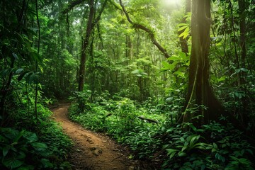 Jungle Path, Lush Greenery and Sunlight