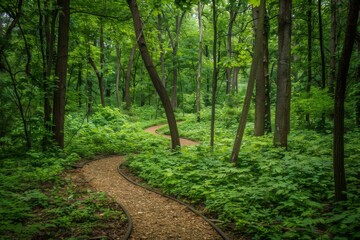 Winding Path Through a Lush Green Forest