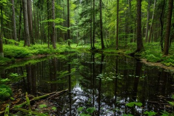 Tranquil Forest Pond Reflection