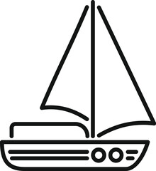 Minimalist illustration of a sailboat sailing on the water, evoking summer vacations and nautical adventures
