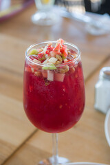 A clericot in a cup on a restaurant table