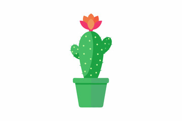 A cactus plant with a blooming flower vector illustration 