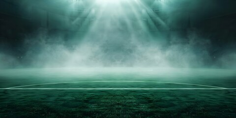 Field of darkness The eerie spectacle of a stadium filled with green smoke, toxic odors, and floating particles. Concept Green Smoke, Toxic Odors, Eerie Spectacle, Stadium, Floating Particles