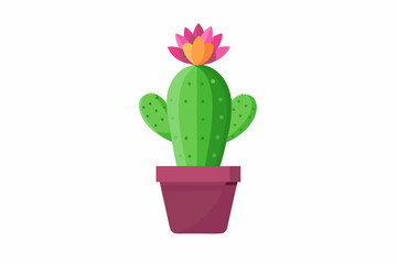 A cactus plant with a blooming flower vector illustration 