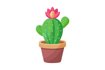 A cactus plant with a blooming flower vector illustration 