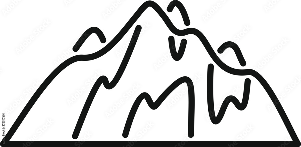 Poster simple minimal line art drawing of a mountain range with snow capped peaks