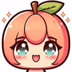 Obraz premium Anime Style Cartoon Peach Character on White Background