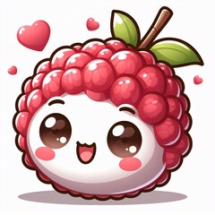 Anime Style Cartoon Lychee Character on White Background