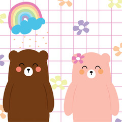 Cute illustration of cartoon bears with cute handwriting. cute animal wallpapers, backgrounds and cards