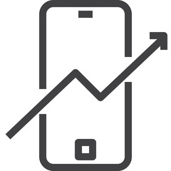 Phone business chart outline icon on transparency background