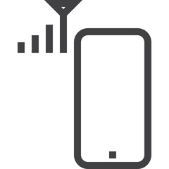 Phone signal outline icon on transparency background