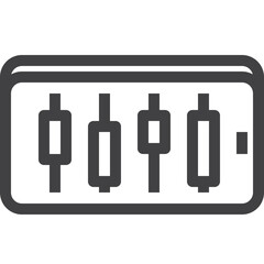 Phone stock trading outline icon on transparency background