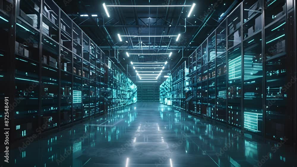 Poster a smart warehouse where products are tracked in realtime through 5gpowered rfid systems ensuring eff