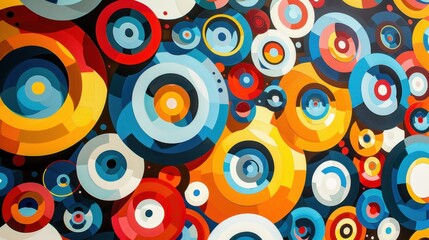 Colorful Abstract Geometric Pattern with Concentric Circles in Vibrant Hues