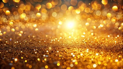 Golden Glitter Background with Bokeh Lights