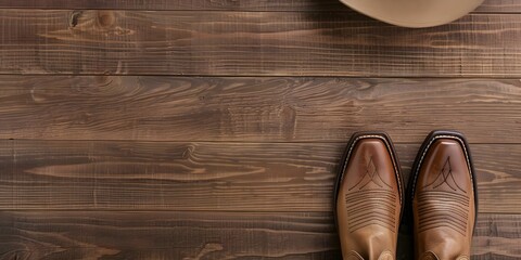 Rodeo-themed Desk Design Featuring Wooden Fences, Cowboy Hat, and Boots. Concept Western Decor, Rodeo Theme, Cowboy Chic, Rustic Office, Southwestern Style