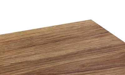 View of wood or wooden table top corner Isolated on white background