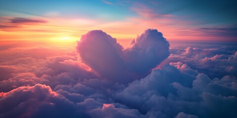 Flying early in the morning in the rays of the rising sun, somewhere high above the clouds, we see a unique heart-shaped formation