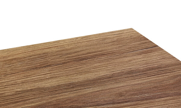 View of wood or wooden table top corner Isolated on white background