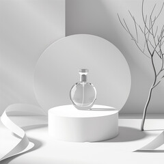 podium mockup in backdrop for perfume