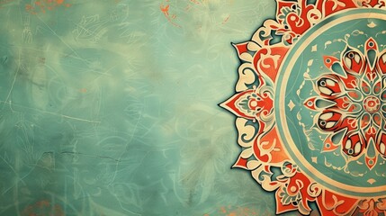 Ornamental Mandala Design on a Teal Background