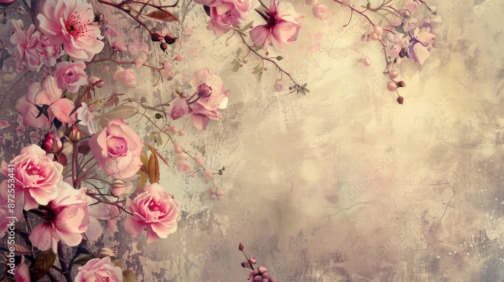 Poster Floral Arrangement on a Grunge Background