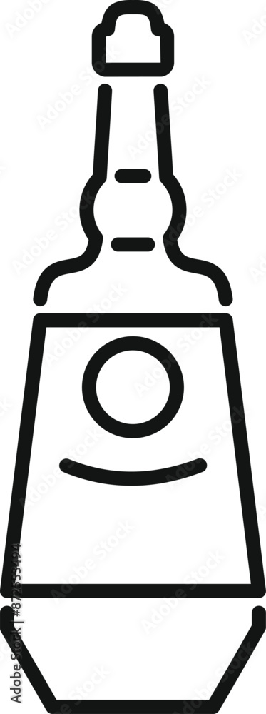 Poster line drawing of a bottle of liquor with a unique shape for branding