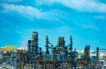 oil refinery Oil and gas industry, petrochemical plant area and energy concept, oil storage tanks