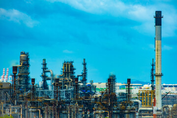 oil refinery Oil and gas industry, petrochemical plant area and energy concept, oil storage tanks