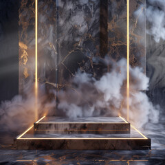 podium mockup in backdrop for product