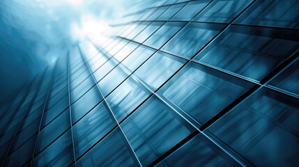 Fototapeta premium Abstract Blue Grid: Modern Architecture and Perspective