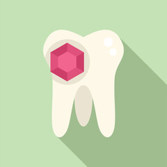 White tooth with a pink diamond shining, perfect for dentists and dental clinics