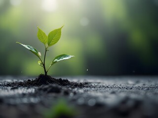 young tree sprout growing from the ground