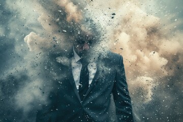 Technology disruption and job replacement concept caused by harmful technological transformation affecting the economic and workforce demands. A man profession is obsolete. AIG41