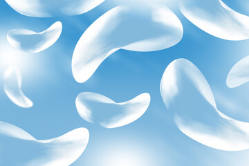 Abstract soft light white gradient with freeform shapes pattern modern graphic on blue sky background for illustration wallpaper banner website digital presentation template backdrop website texture