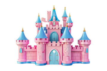 Pink and Blue Toy Castle